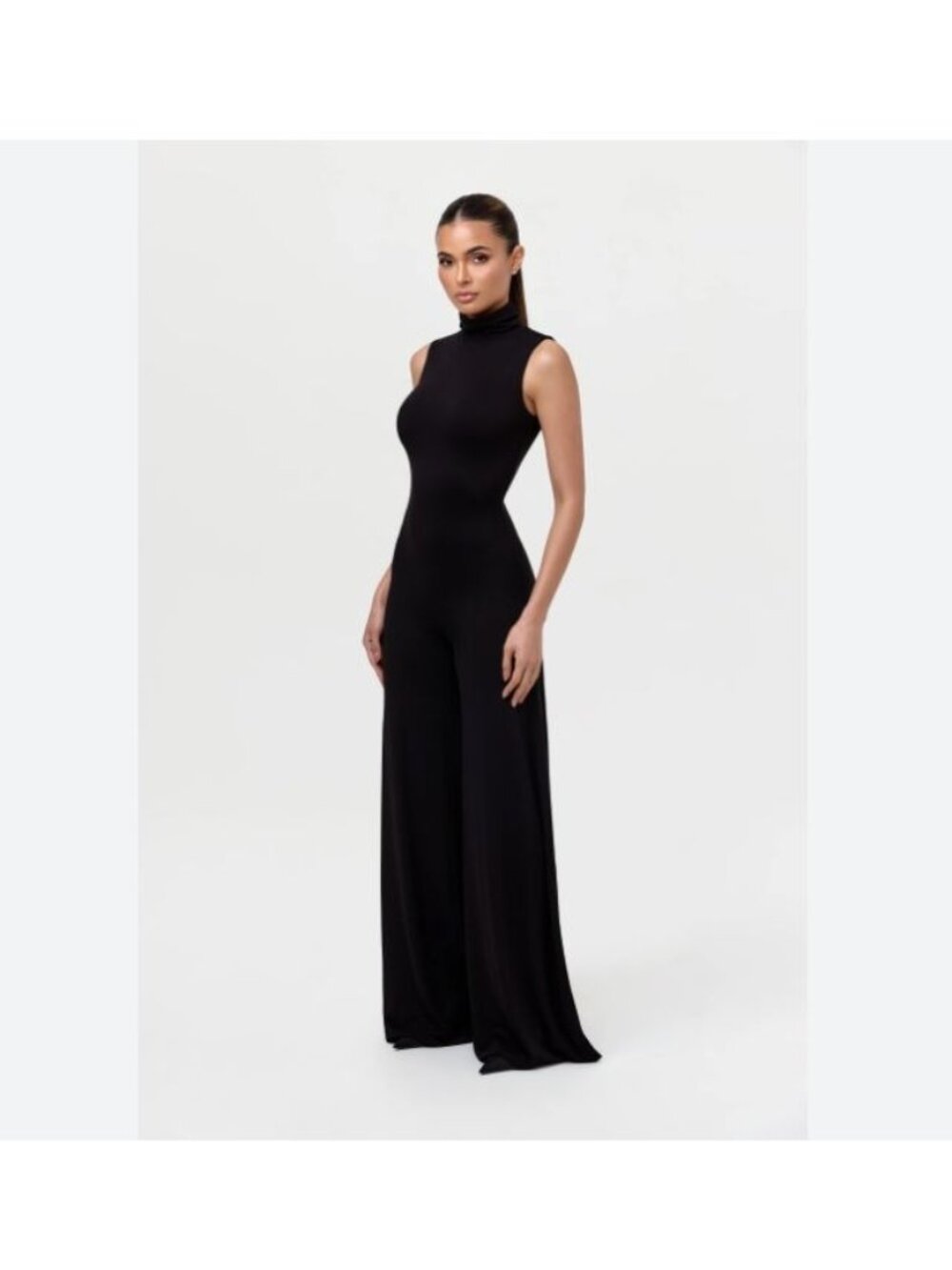 Naked Wardrobe NW Turtleneck Wide Leg Jumpsuit in Black Size Small